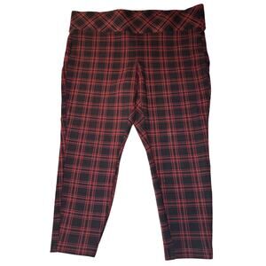 Torrid Pixie Pant High Rise Pull On Women’s Size 2 Burgundy Black Plaid